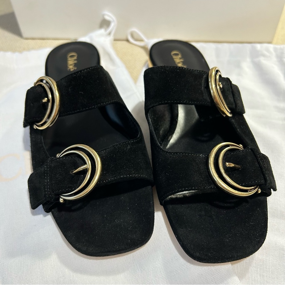 Chloe Aliza Black Slide Sandal 38